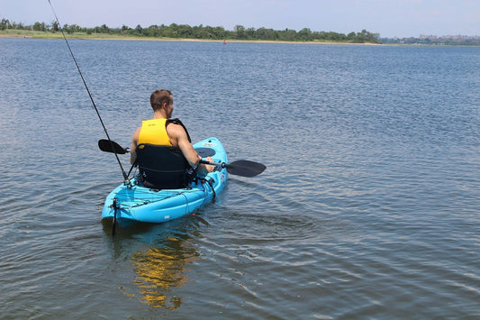 Man single kayaking
