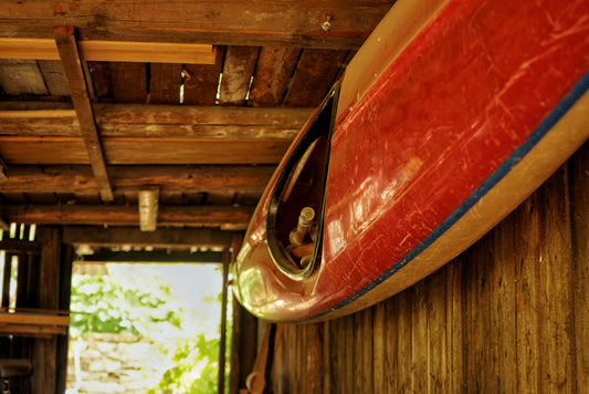storing a kayak in a shed