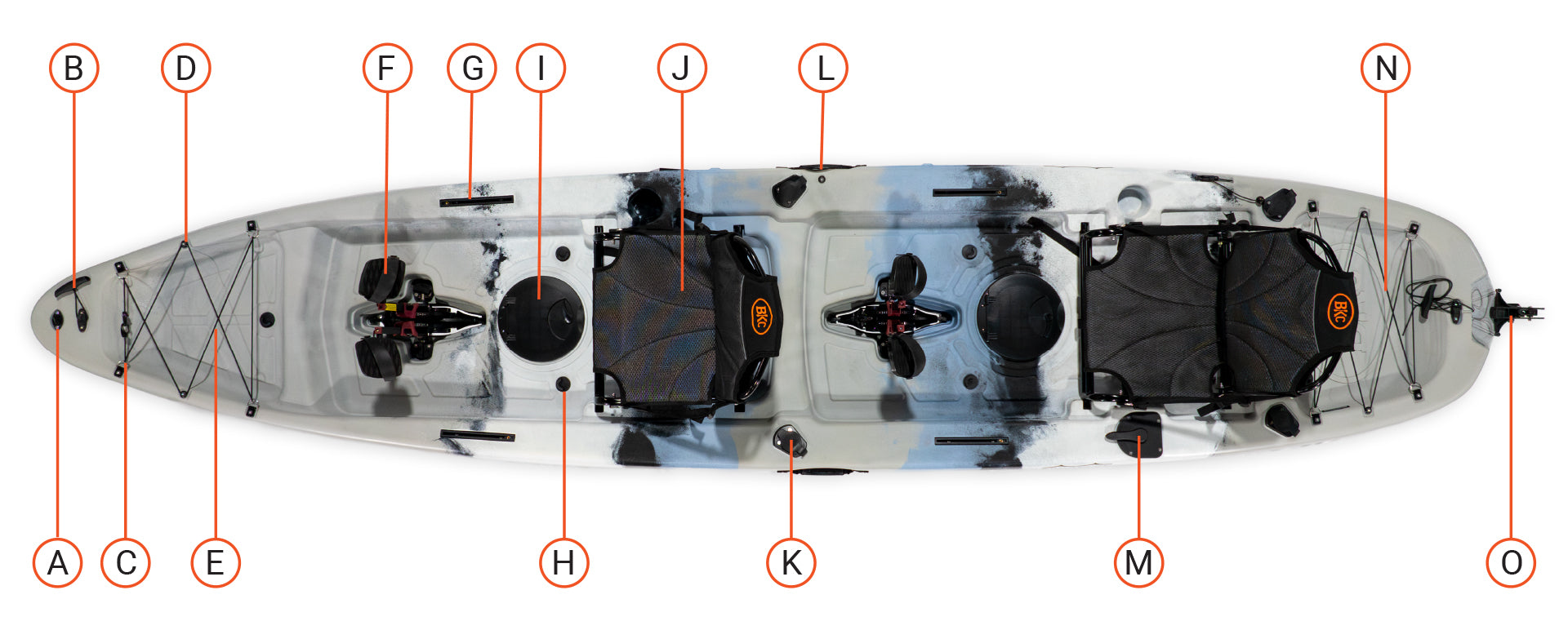 BKC 13.5 Tandem Pedal Kayak parts - Brooklyn Kayak Company