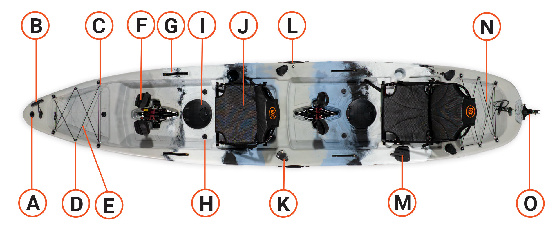 BKC 13.5 Tandem Pedal Kayak parts - Brooklyn Kayak Company