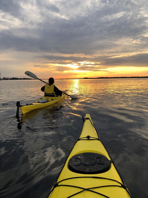 customer using a BKC touring kayak - Brooklyn Kayak Company