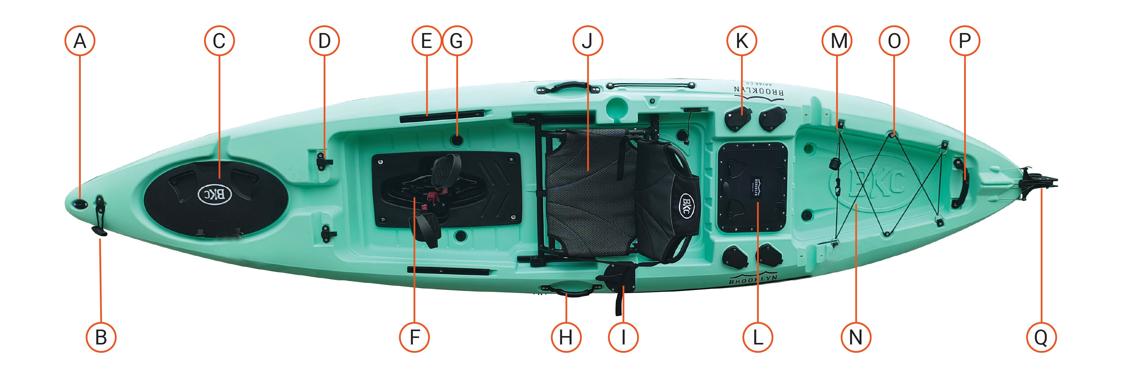 parts for Brooklyn 12.0 Pro Single (Flipper) Pedal Kayak (PK12) - Brooklyn Kayak Company