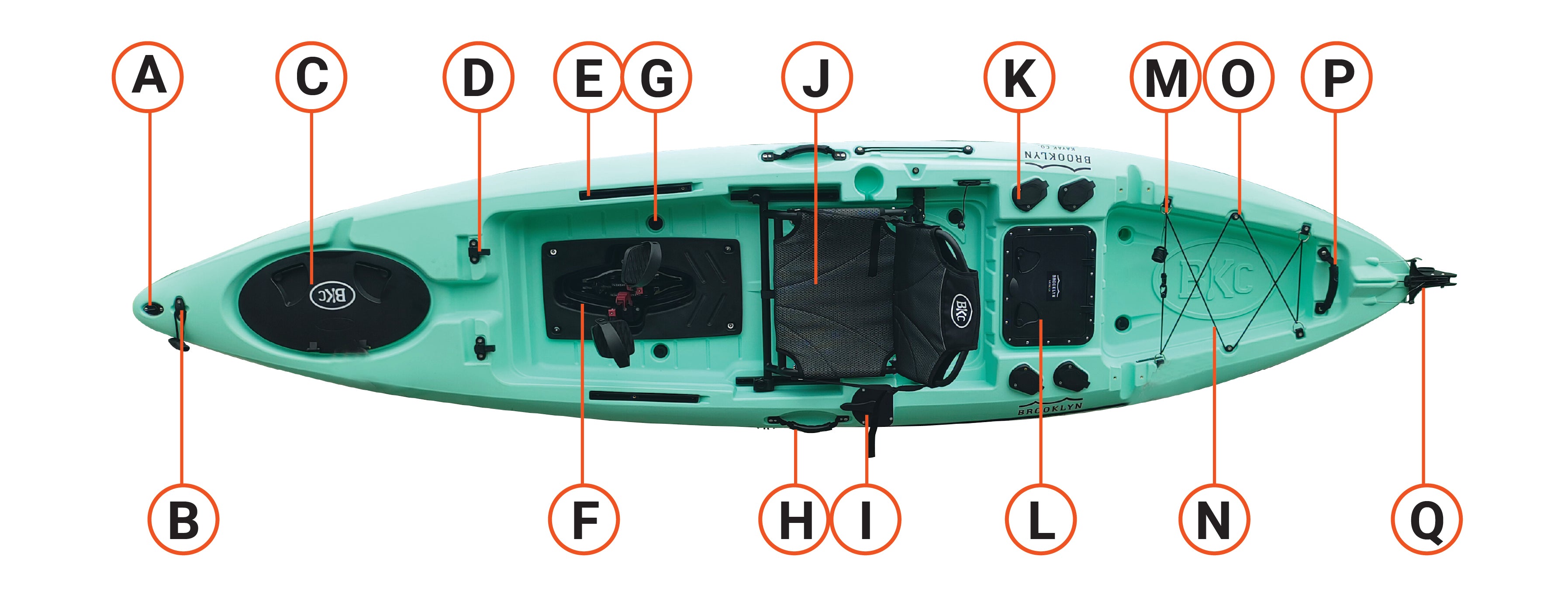 parts for Brooklyn 12.0 Pro Single (Flipper) Pedal Kayak (PK12) - Brooklyn Kayak Company