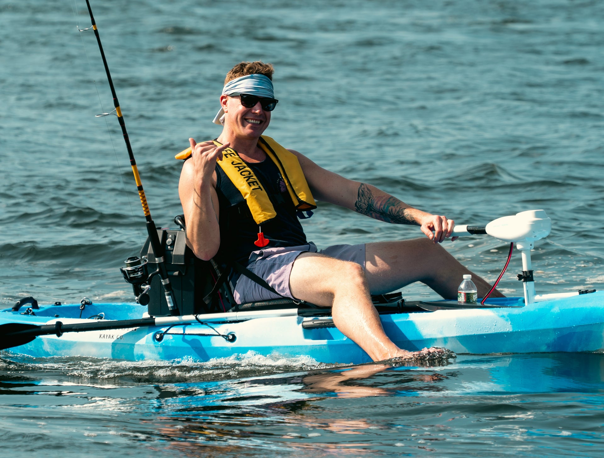 angler on 12.5 Single Fishing Kayak with Motor - Brooklyn Kayak Company