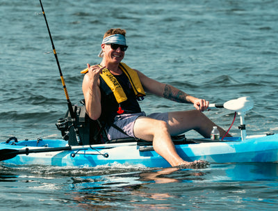 angler on 12.5 Single Fishing Kayak with Motor - Brooklyn Kayak Company