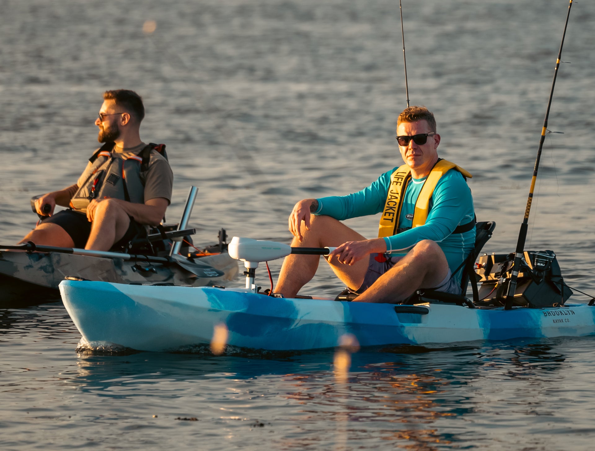 anglers on 12.5 Single Fishing Kayak with Motor - Brooklyn Kayak Company
