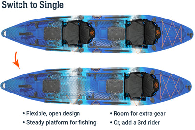 13.0 pro tandem kayak to single kayak - Brooklyn Kayak Company