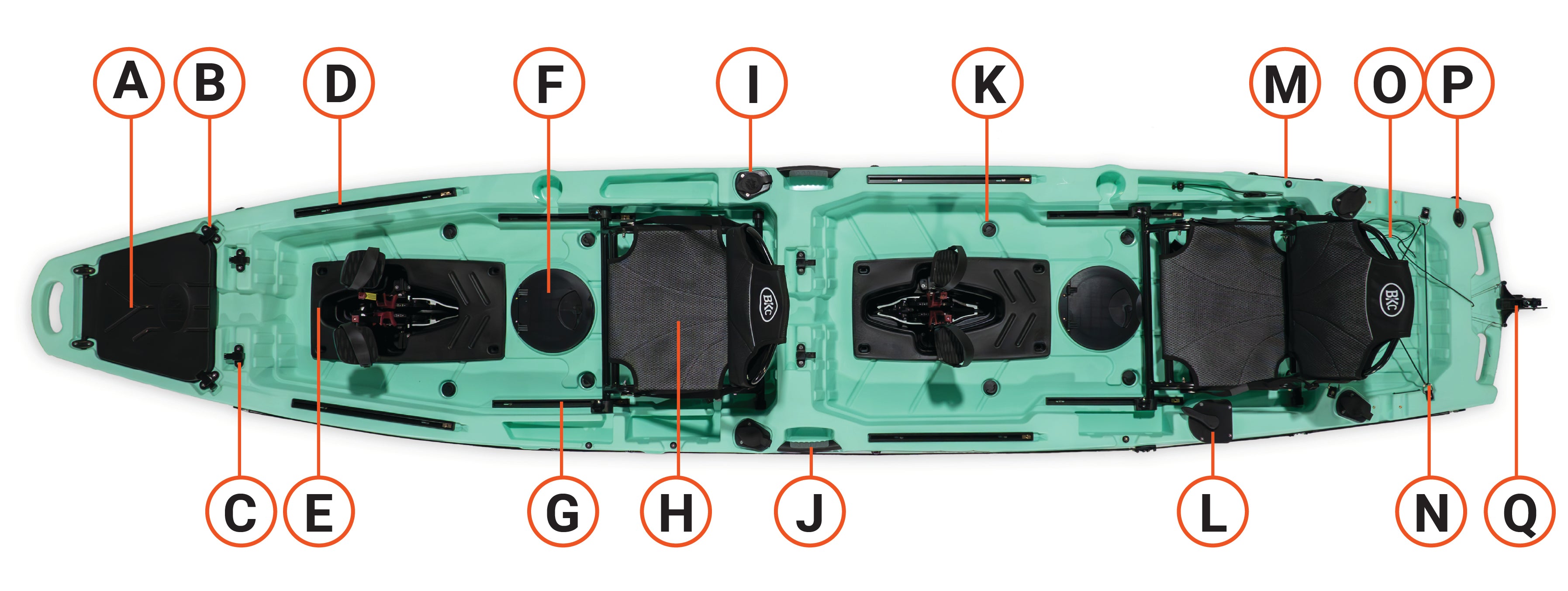 parts for Brooklyn 14.0 Pro Tandem (Flipper) Pedal Kayak (PK14) - Brooklyn Kayak Company