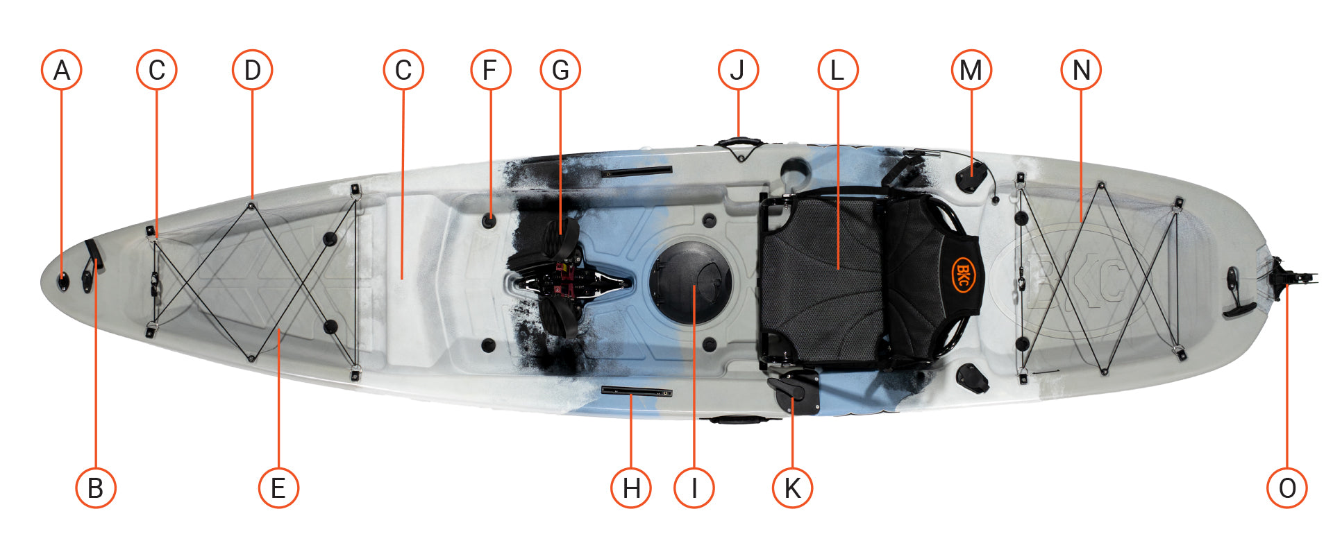 BKC 12.0 single kayak parts - Brooklyn Kayak Company