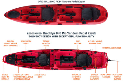 Upgraded Features of BKC PK14 Tandem Pedal Kayak - Brooklyn Kayak Company