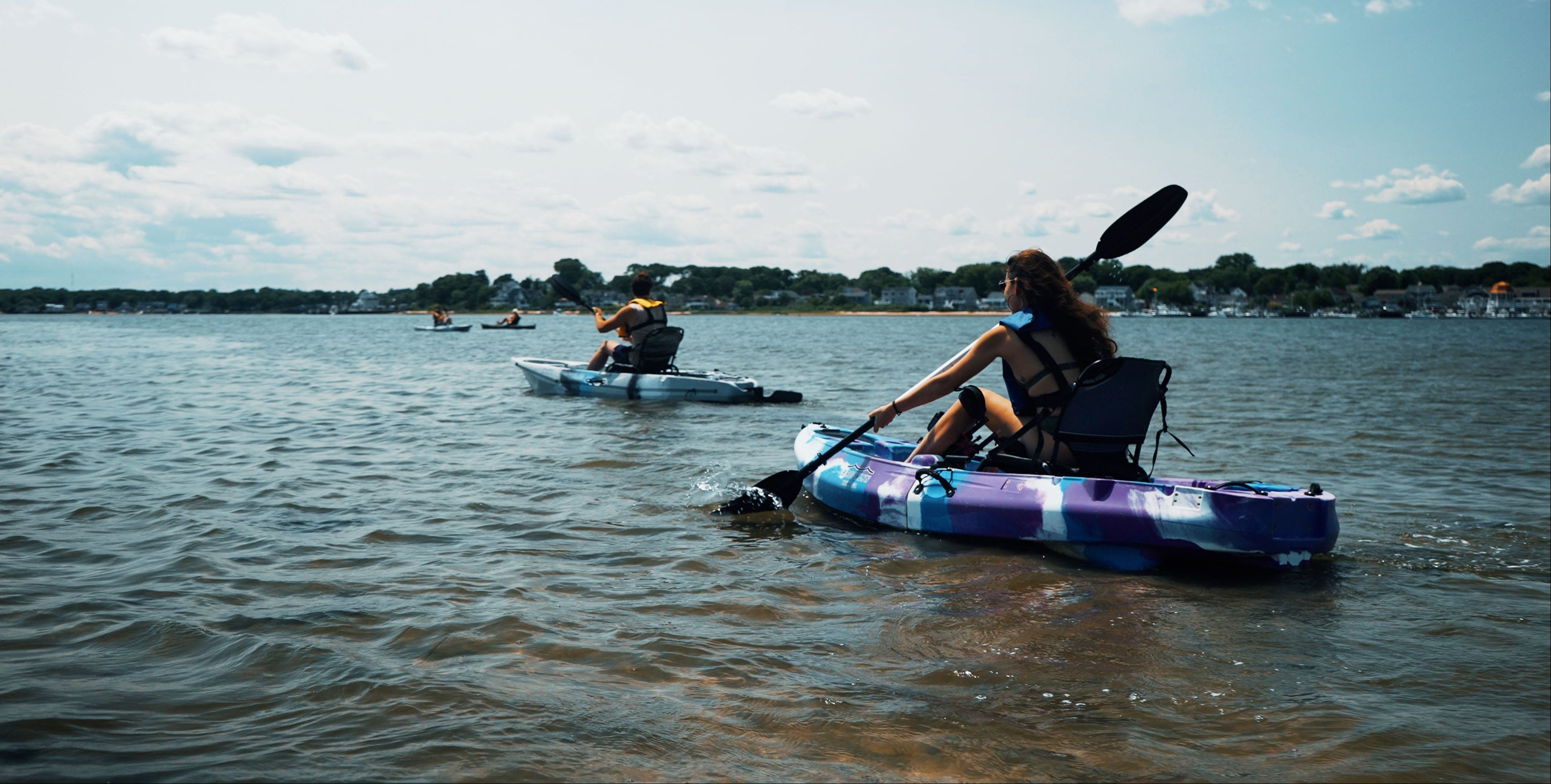 kayakers on lake on Brooklyn Kayak Company kayaks