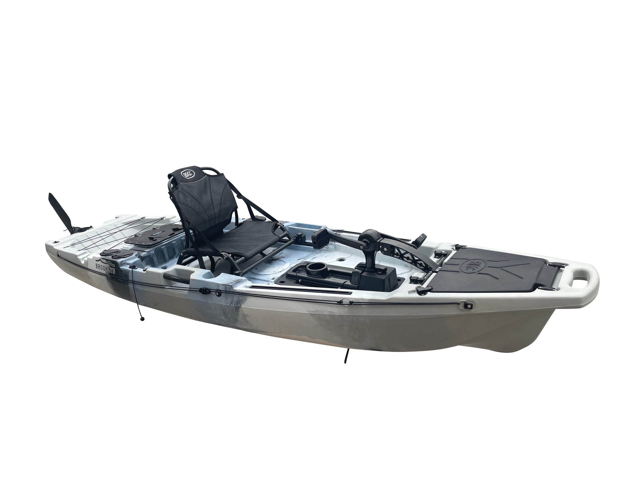 BKC Pedal Drive Solo Kayak - Sit On Top Fishing Kayak w/ Rudder Control Grey