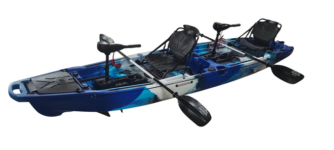 BKC UH-PK13 Pedal Drive Solo Traveler 13 Foot Kayak - Pedal Propeller Drive Single Sit On Top Fishing Kayak with Rudder Control, Green Camo