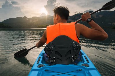 BKC PS277 Kayak Seat - Ultra Pro Deluxe Memory Foam - Brooklyn Kayak =man in kayak