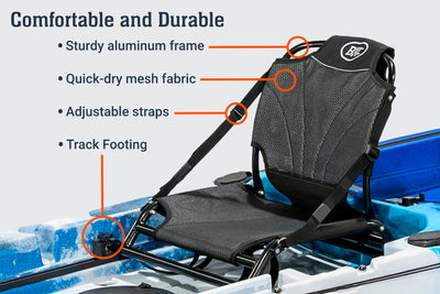 BKC Upright Kayak Seat for 10.5 Pro Single Pedal or Motorized, 12.0 Pro Single Pedal or Motorized, 12.5 Pro Single Pedal or Motorized, 14.0 Pro Tandem Pedal or Motorized - Brooklyn Kayak Company