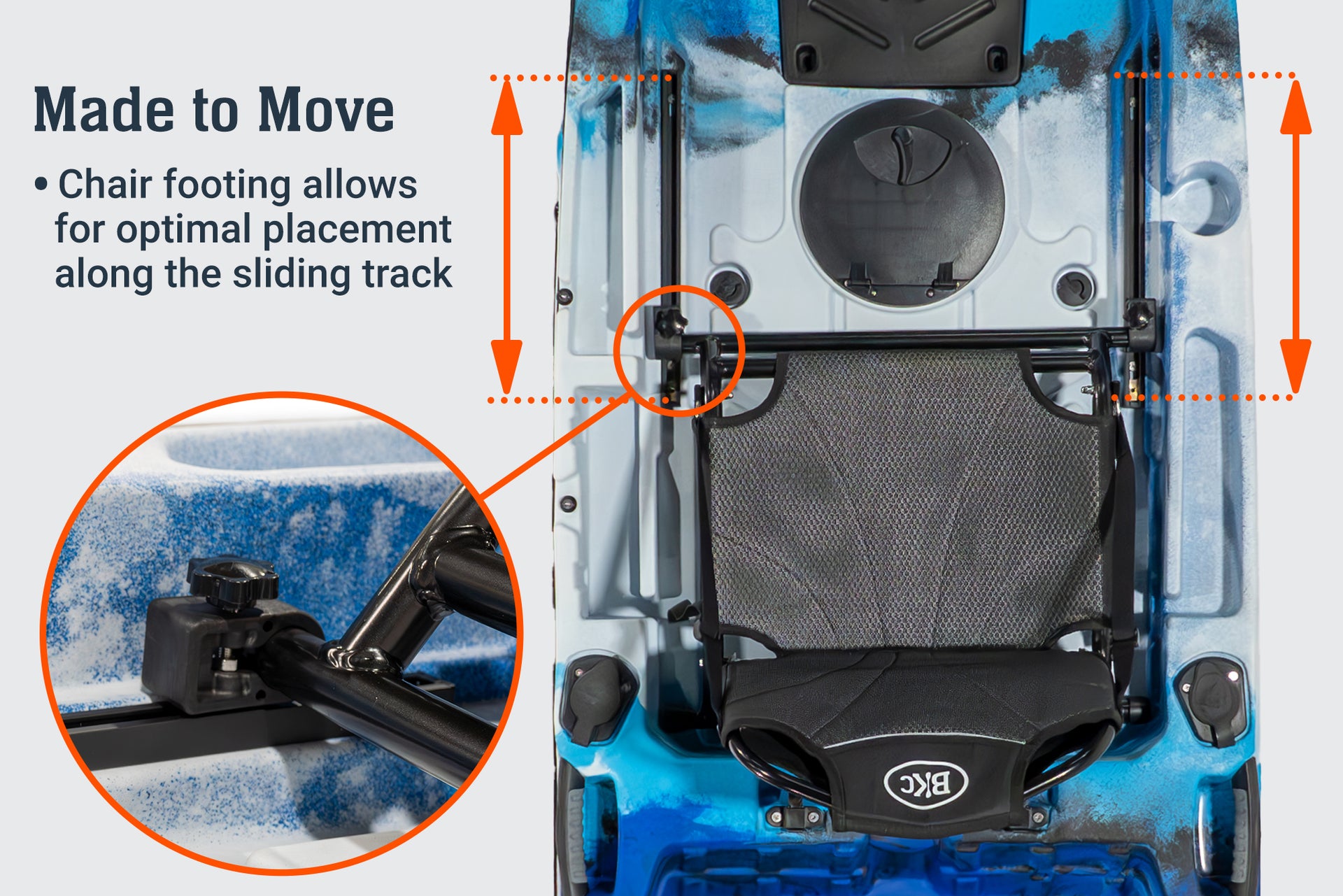 BKC Upright Kayak Seat for 10.5 Pro Single Pedal or Motorized, 12.0 Pro Single Pedal or Motorized, 12.5 Pro Single Pedal or Motorized, 14.0 Pro Tandem Pedal or Motorized - Brooklyn Kayak Company