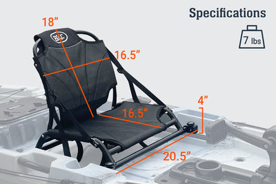 BKC Upright Kayak Seat for 10.5 Pro Single Pedal or Motorized, 12.0 Pro Single Pedal or Motorized, 12.5 Pro Single Pedal or Motorized, 14.0 Pro Tandem Pedal or Motorized - Brooklyn Kayak Company