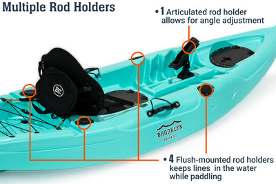 Brooklyn 9.0 single kayak, rod holders - Brooklyn Kayak Company