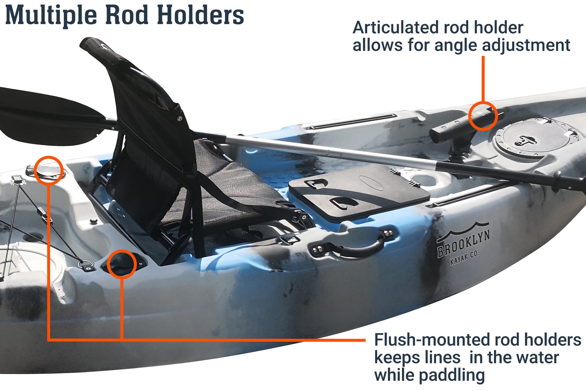 Brooklyn 9.2 single kayak, rod holders - Brooklyn Kayak Company