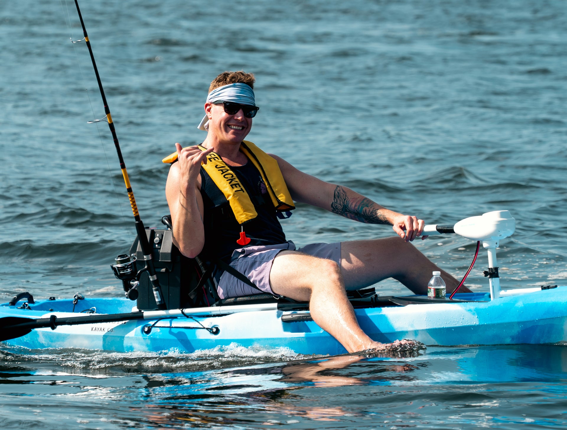 angler on motorized fishing kayak - Brooklyn Kayak Company