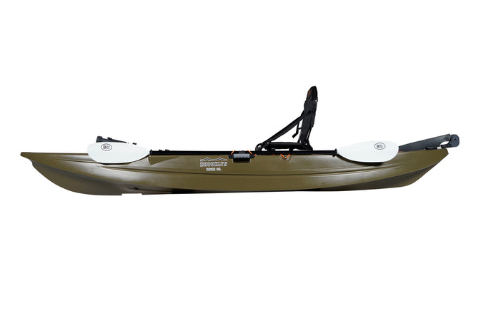 BKC RA220 11.5' Single Fishing Kayak w/ Upright Aluminum Frame Seat, Paddle, Rudder Included Solo Sit-On-Top Angler Kayak