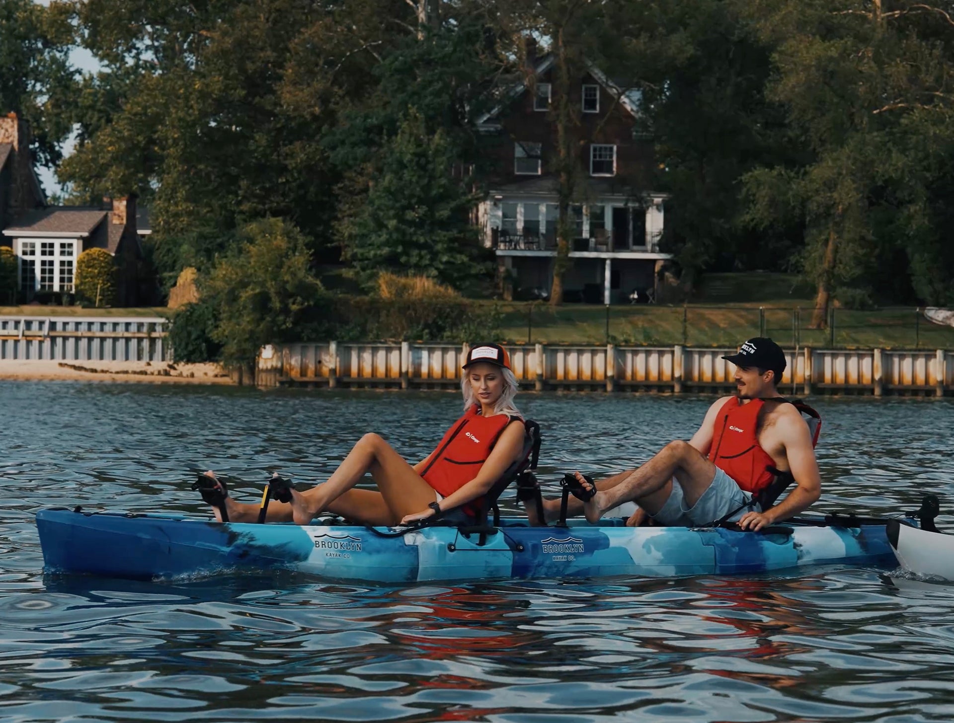 couple on a MPT13 Tandem 3-piece Modular Pedal Kayaks - Brooklyn Kayak Company