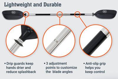BKC KP224 86" Kayak Paddles 2 Piece Heavy Duty Light Weight Paddle with Anti-Slip Grips - Brooklyn Kayak 