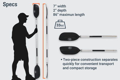 BKC KP224 86" Kayak Paddles 2 Piece Heavy Duty Light Weight Paddle with Anti-Slip Grips - Brooklyn Kayak 