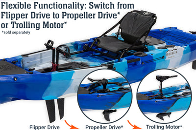 10.5 Pro Single Flipper Pedal Kayak, propeller drive, trolling motor - Brooklyn Kayak Company