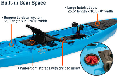 12.5 Pro Single Flipper Pedal Kayak, storage - Brooklyn Kayak Company