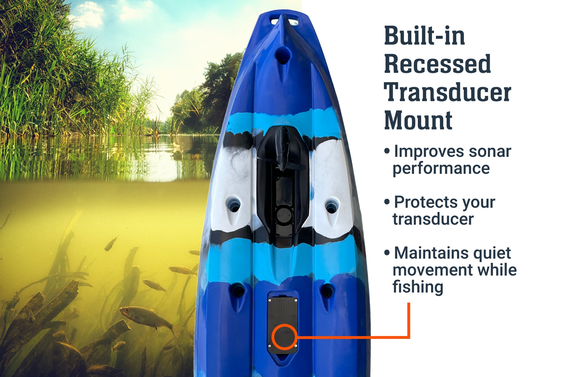 10.5 Pro Single Flipper Pedal Kayak, transducer - Brooklyn Kayak Company