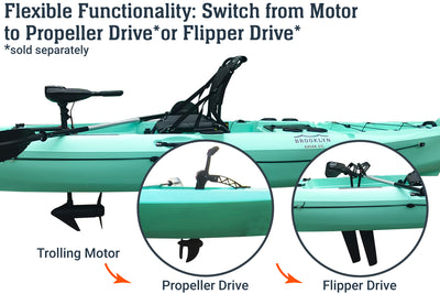 12.0 Pro Single Kayak with motor, propeller pedal drive, flipper pedal drive - Brooklyn Kayak Company