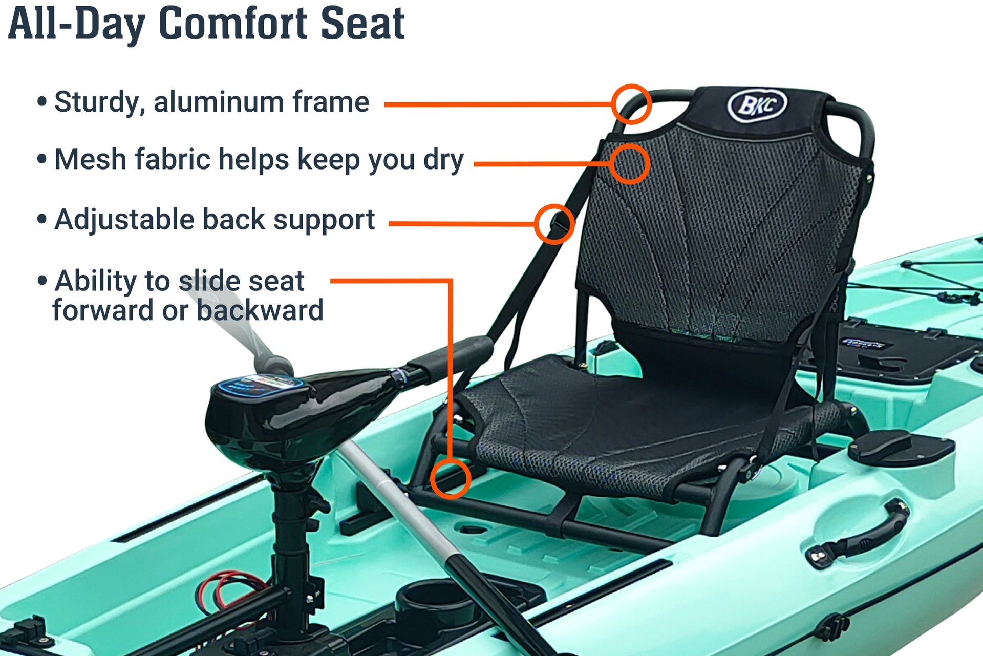 12.0 Pro Single Kayak with motor, comfort seat - Brooklyn Kayak Company