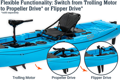12.5 Pro Single Kayak with motor, propeller pedal drive, flipper pedal drive - Brooklyn Kayak Company