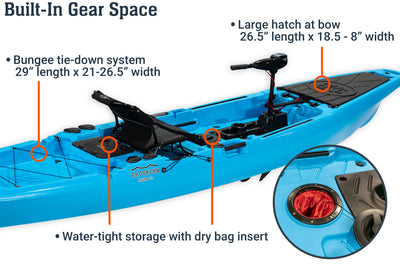12.5 Pro Single Kayak with motor, storage - Brooklyn Kayak Company