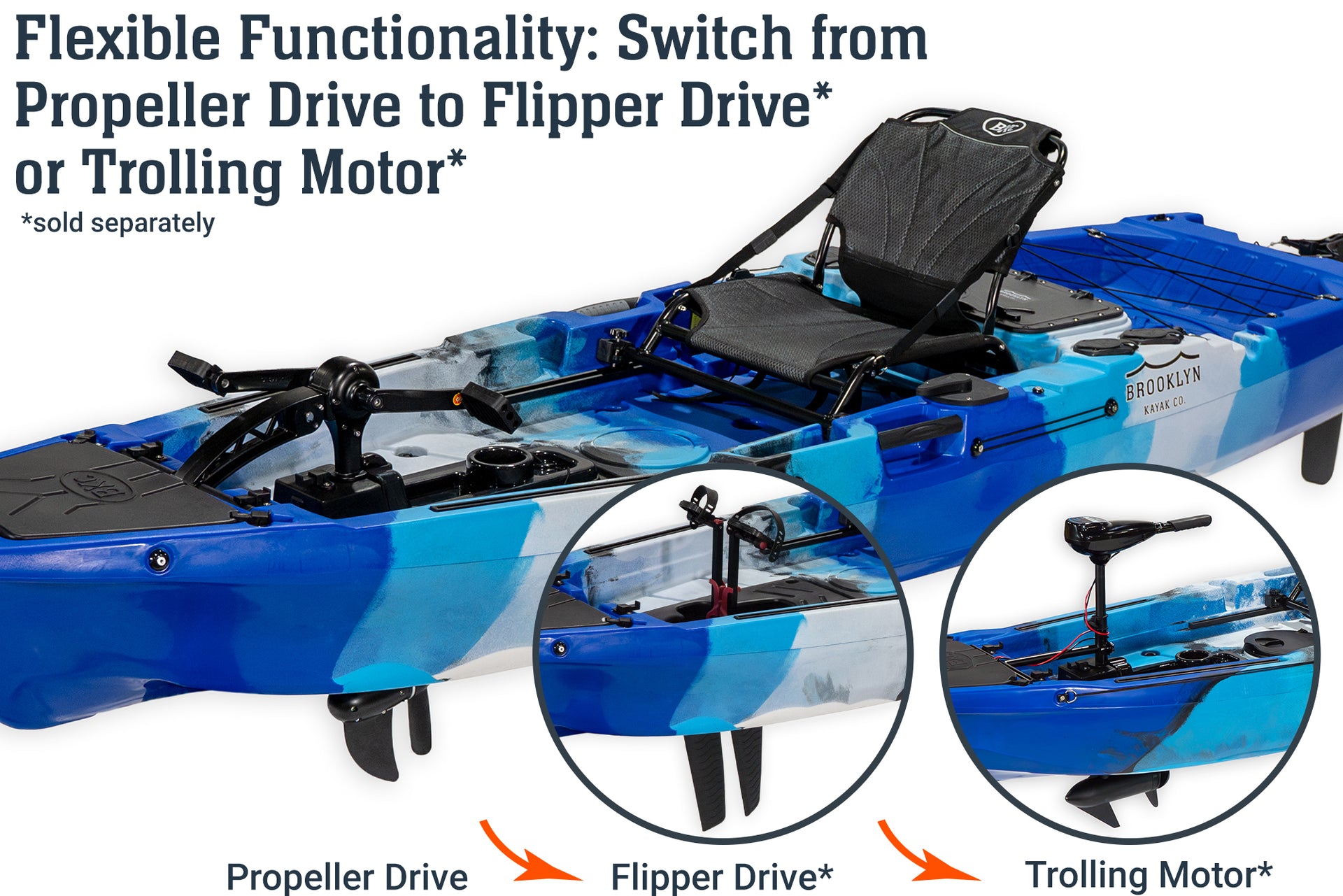 fishing kayak pedal drive Brooklyn 10.5 Pro Single (Propeller) Pedal Kayak (PK11)
