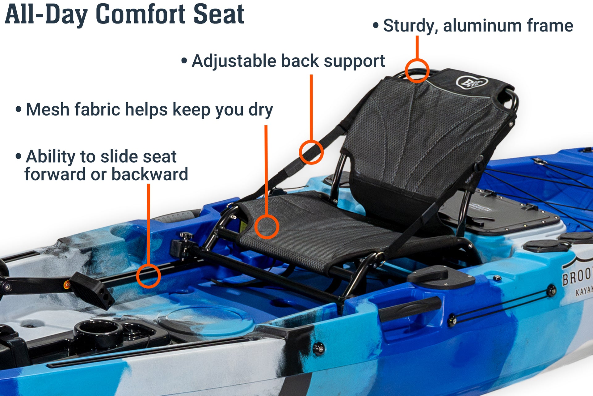 10.5 Pro Single Pedal Kayak, seat - Brooklyn Kayak Company