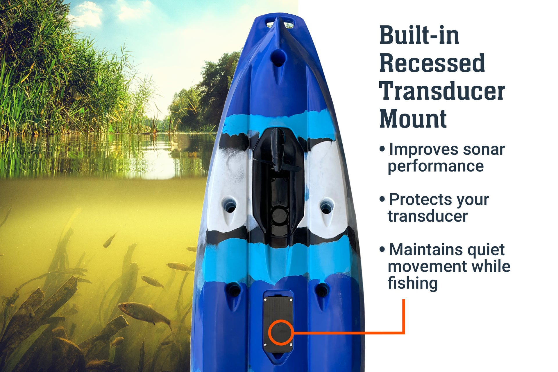 10.5 Pro Single Pedal Kayak, transducer - Brooklyn Kayak Company