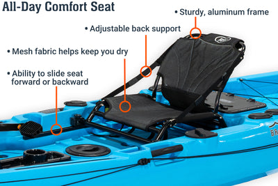 12.5 Pro Single Pedal Kayak, comfort seat - Brooklyn Kayak Company