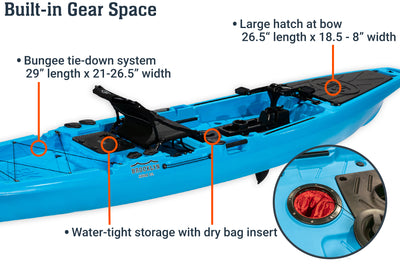 12.5 Pro Single Pedal Kayak, storage - Brooklyn Kayak Company