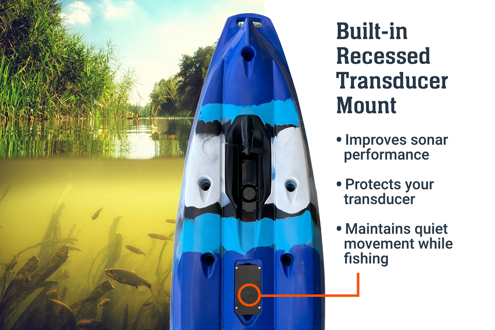 14.0 Pro Tandem Flipper Pedal Kayak, transducer - Brooklyn Kayak Company