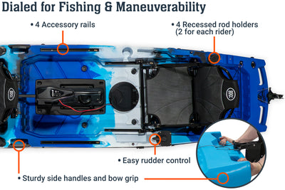 14.0 Pro Tandem Kayak with motor, fishing - Brooklyn Kayak Company