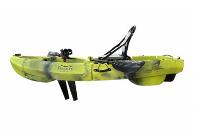 8.0 single foldable pedal kayak, side view-electric eel - Brooklyn Kayak Company