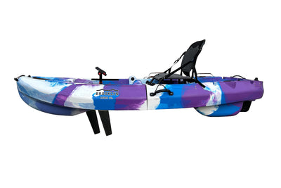 8.0 single foldable pedal kayak, side view-royal tide- Brooklyn Kayak Company