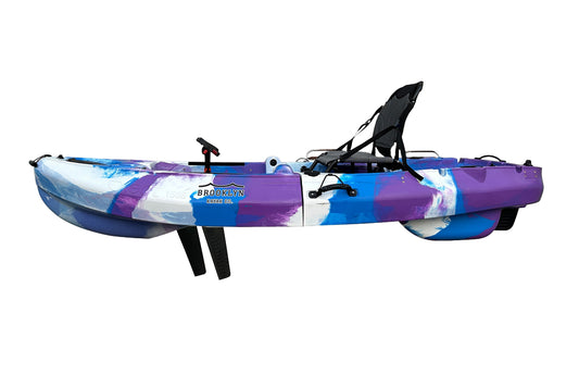 8.0 single foldable pedal kayak, side view-royal tide- Brooklyn Kayak Company