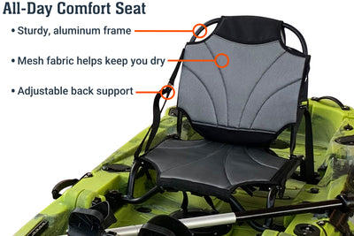 8.0 single foldable pedal kayak, seat - Brooklyn Kayak Company