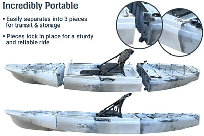 MPK12 single modular kayak, 3-piece, portable - Brooklyn Kayak Company