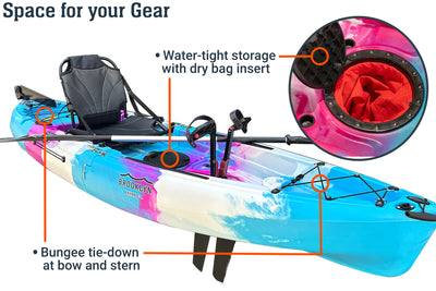 MPK9 single modular pedal kayak, gear space - Brooklyn Kayak Company