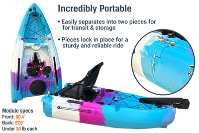 MPK9 single modular pedal kayak, portable - Brooklyn Kayak Company