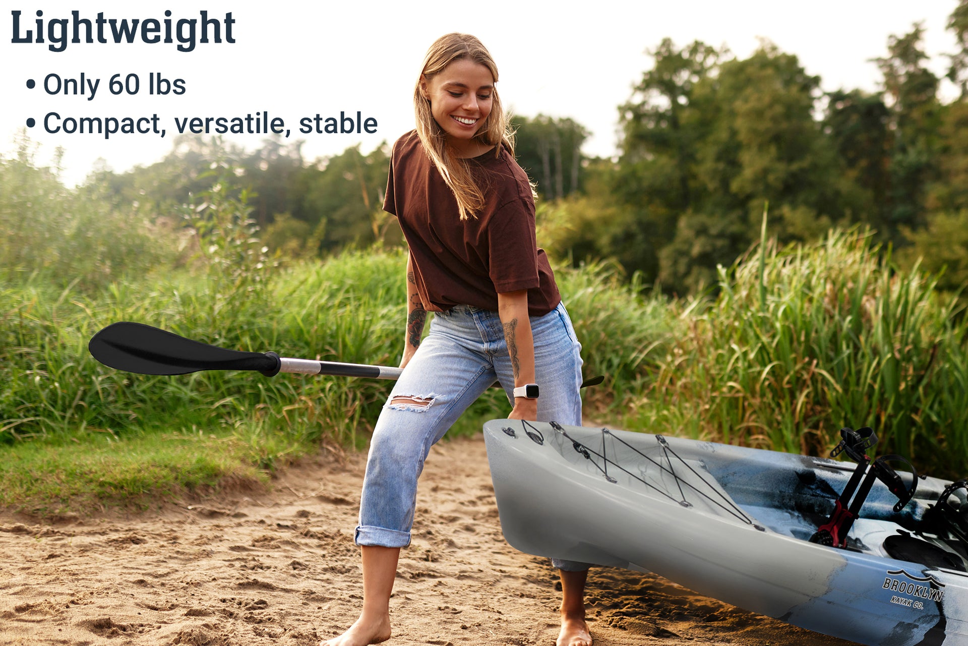kayak a pedale BKC Brooklyn 10.0 Single Pedal Sit On Top Fishing Kayak Teal